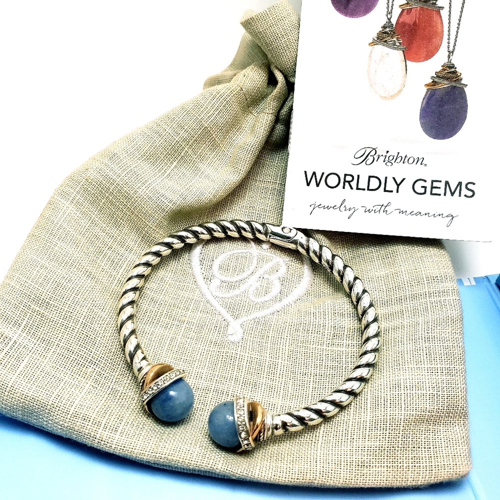 Brighton NR Brazil Blue Quartz Hinged Bangle